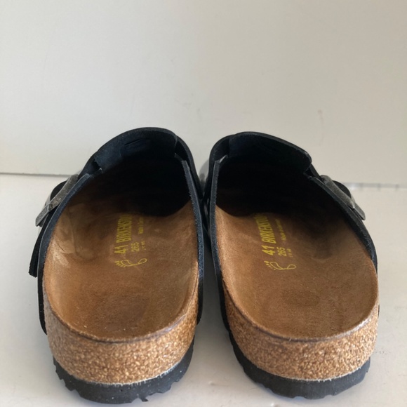 Birkenstock Boston Clogs EU41 Gray Patent Leather Cork Footbed Slip-On Germany - Picture 6 of 16